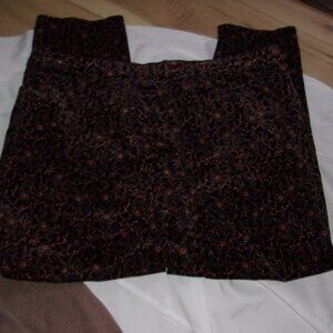 size 24 w 24w womens corduroy black floral  pants casual dress career